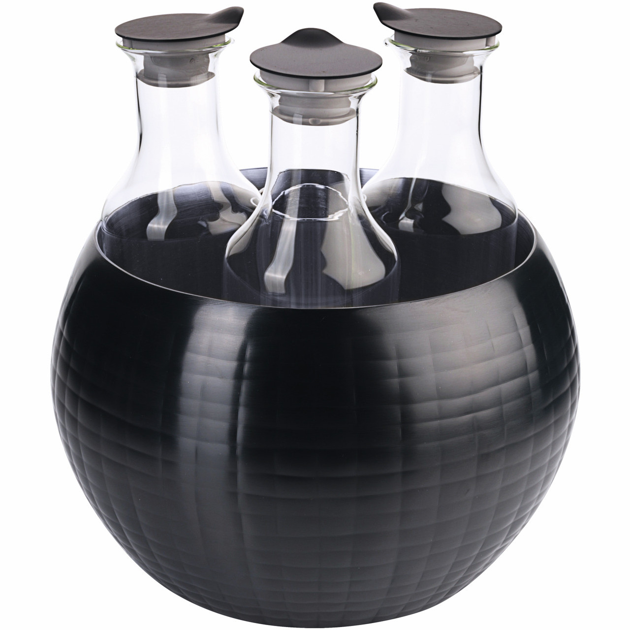 Getränke-Set Triplet gehämmert ø 320 mm doppelwandig inkl. 3 Glaskaraffen